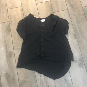 Tied Black Button Blouse Universal Thread
